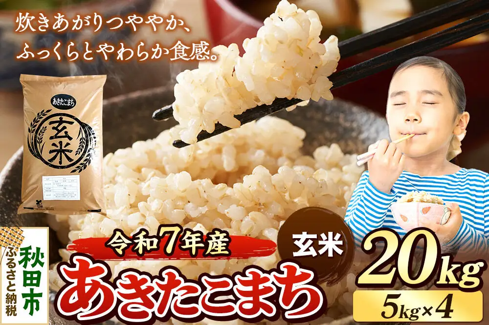 《令和7年産》 米 あきたこまち 20kg（5kg×4袋） 【玄米】 秋田県産