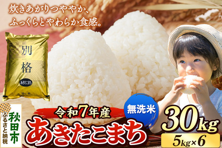 《令和7年産》 米 あきたこまち 30kg（5kg×6袋） 【無洗米】 秋田県産