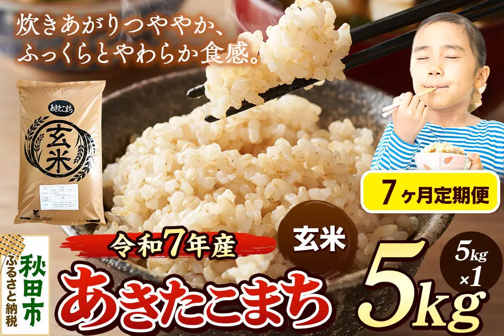 《令和7年産》《定期便7ヶ月》 米 あきたこまち 5kg 【玄米】 秋田県産