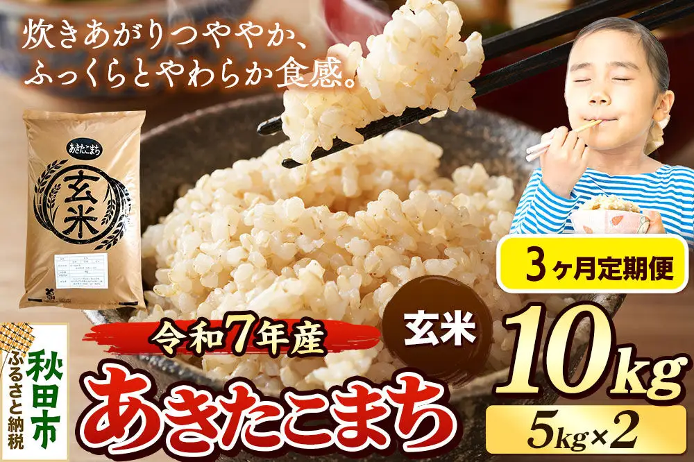 《令和7年産》《定期便3ヶ月》 米 あきたこまち 10kg（5kg×2袋） 【玄米】 秋田県産