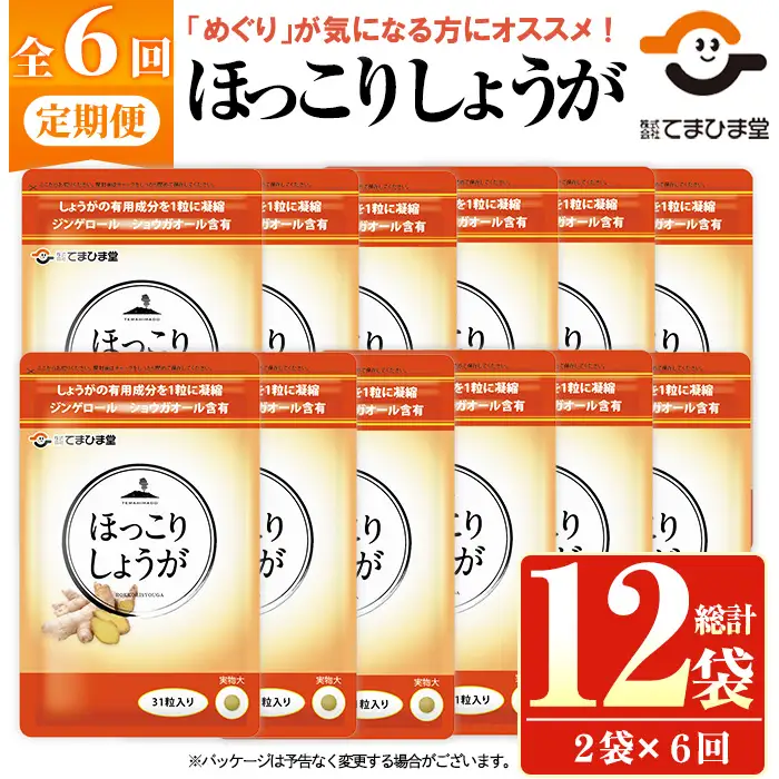No.1296-B ほっこりしょうが(1袋 31粒入り・2袋×6回)  鹿児島 日置市 健康食品 加工食品 サプリ サプリメント 栄養バランス 食生活 安心安全 定期便 頒布会 【てまひま堂】