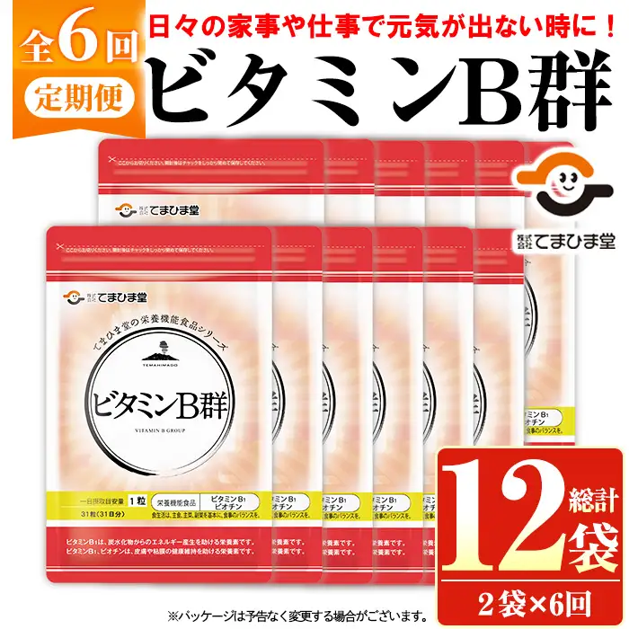 No.1300-B ＜定期便・全6回(隔月)＞ビタミンB群(2袋×6回・計12袋) 鹿児島 日置市 健康食品 サプリ 栄養バランス 食生活 安心安全 ビタミン 定期便 頒布会 【てまひま堂】