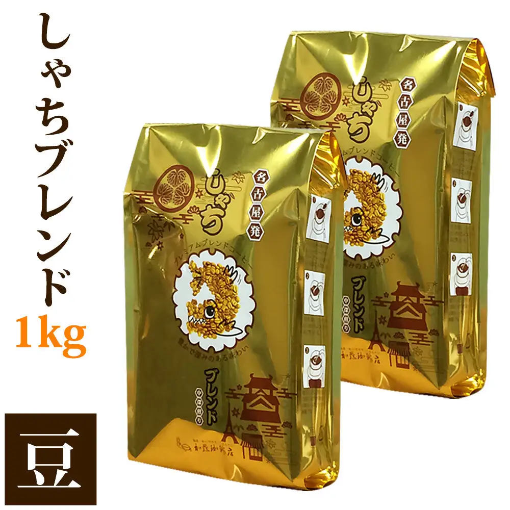 加藤珈琲店 しゃちブレンド コーヒー 豆のまま 1kg (500g×2袋) 