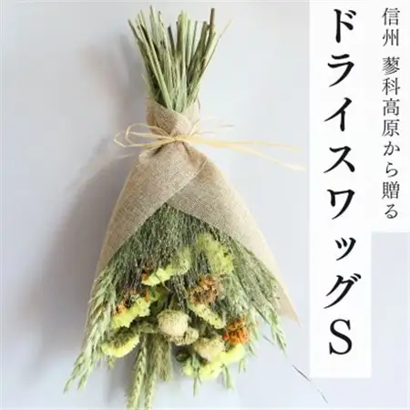 信州八ヶ岳の麓から贈るドライフラワースワッグS(イエロー)【1659308】