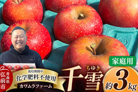 【26年10月下旬～発送】りんご 千雪 約3kg カワムラファーム【家庭用】青森 果物 フルーツ 林檎 リンゴ くだもの
