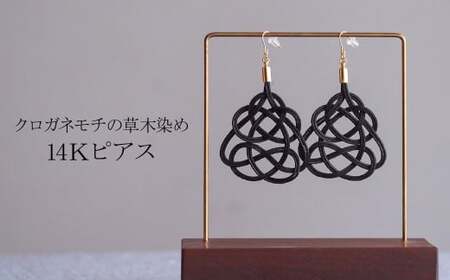 K14ピアス クロガネモチ 草木染め | ピアス  アクセサリー ゆのわ