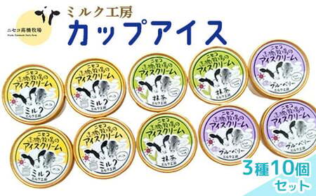 ニセコ高橋牧場ミルク工房　カップアイス3種10個入りセット【0311401】