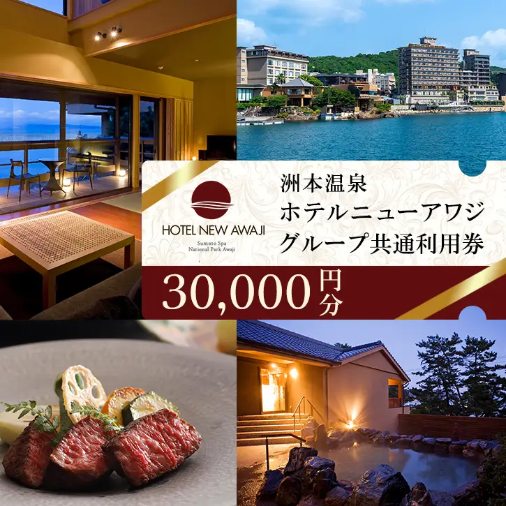 ホテルニューアワジ グループ共通 利用券 30000円分 洲本温泉 ホテル 宿 旅行 旅行券 宿泊 宿泊券 温泉 温泉宿泊券 温泉旅行 露天風呂 淡路牛 海鮮 淡路島 洲本市