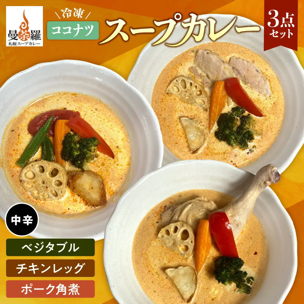 曼荼羅冷凍ココナツスープカレー3点セット（中辛） 札幌 スープカレー