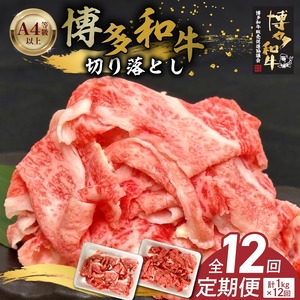 博多和牛切り落とし 500g×2パック　12回定期便_博多和牛 切り落とし 12回 定期便 自慢 黒毛和牛 国産 九州産 福岡県産 国産牛 ブランド牛 牛肉 和牛 肉 お肉 赤身 溢れる 旨味 サシ 甘味 至福の時 煮物 すき焼き 炒め物 カレー 小分け 便利 冷凍 お取り寄せ グルメ 福岡県 久留米市 送料無料 〔Tk064〕