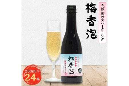 《完熟梅のスパークリング》 梅香泡 (うめかほう) 24本入 | 能勢酒造 | お酒 アルコール 食前酒 スパークリング 梅酒 リキュール ブランデー 無添加 紀州梅 国産 お取り寄せ カクテル 家飲み 老舗 瓶 | 大阪府 能勢町 送料無料