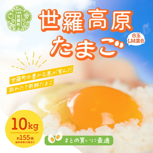 世羅高原たまご 白玉LM混合 約10kg(白玉LM混合 約145個＋破卵保障10個入り) 津口ファーム たまご 玉子 生卵 鶏卵 卵 卵かけご飯 TKG 世羅 A015-02