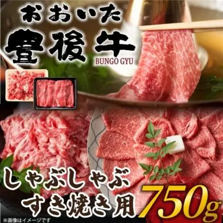 【毎月定期便】訳あり!おおいた豊後牛しゃぶしゃぶすき焼き750gセット(日出町)全6回【配送不可地域：離島】【4073926】
