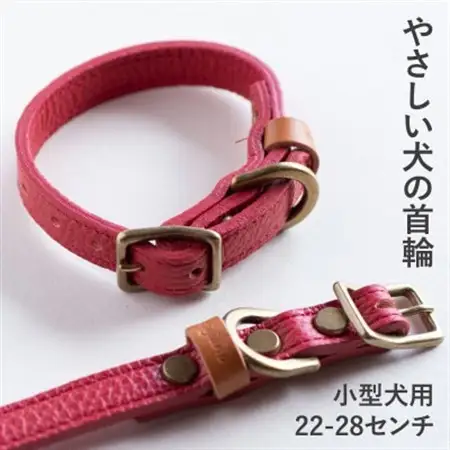 首輪 本革 イタリアンレザー レッド 小型犬用 (22-28センチ)ペット用品【dc-01ss】【1663059】
