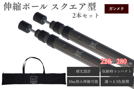 FUTURE FOX 伸縮ポール スクエア型 220㎝～280㎝　ガンメタ［FF15-03］ // キャンプ アウトドア フューチャーフォックス