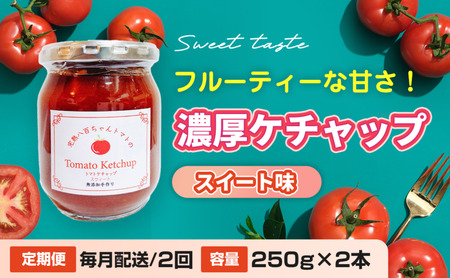 【定期便・全2回】濃厚ケチャップ スイート味 250g 2本セット × 2回｜国産 姫路産 八百ちゃんトマト 着色料・保存料不使用