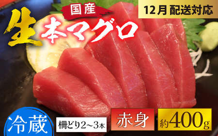 【冷蔵・指定日着可】生本マグロ赤身 約400g 3～4人前 [A-066004] / 国産 まぐろ 鮪 さく 柵どり 冷蔵 真空パック ヘルシー 4人前 3人前 新鮮 刺身 丼