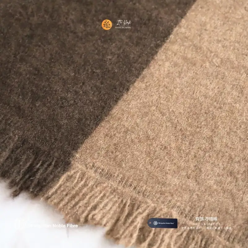 『Noble Fibre』100％ヤク・マフラー ベージュインターシャ