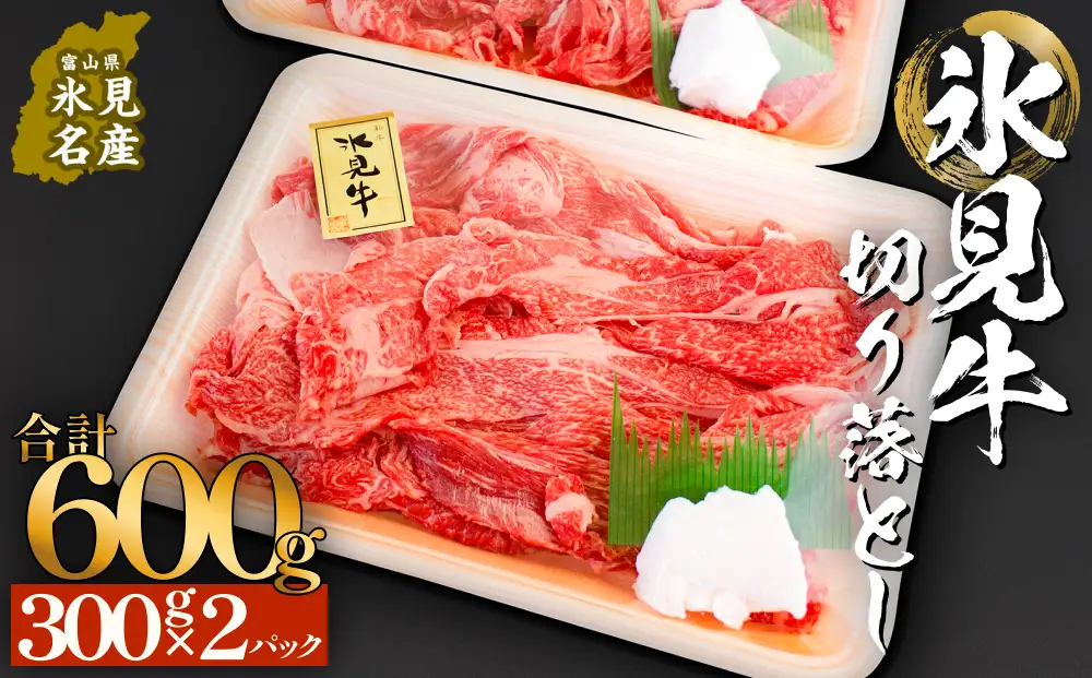 氷見牛切り落とし 300g × 2パック 合計600g 小分け 黒毛和牛 牛肉 富山県 氷見市