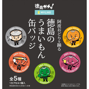 阿波おどりを踊る徳島のうまいもん缶バッジ　全5種コンプリートセット