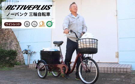 三輪自転車 三輪車 大人用 20インチ ノーパンク パンクしない パンクレス パンクしない 高齢者 シニア カゴ付き 3輪 安定 通院 買い物 免許返納 ギフト プレゼント 人気 安心 安全 ミムゴ アクティブプラス MG-TRE20APL  福岡県 粕屋町 CC013