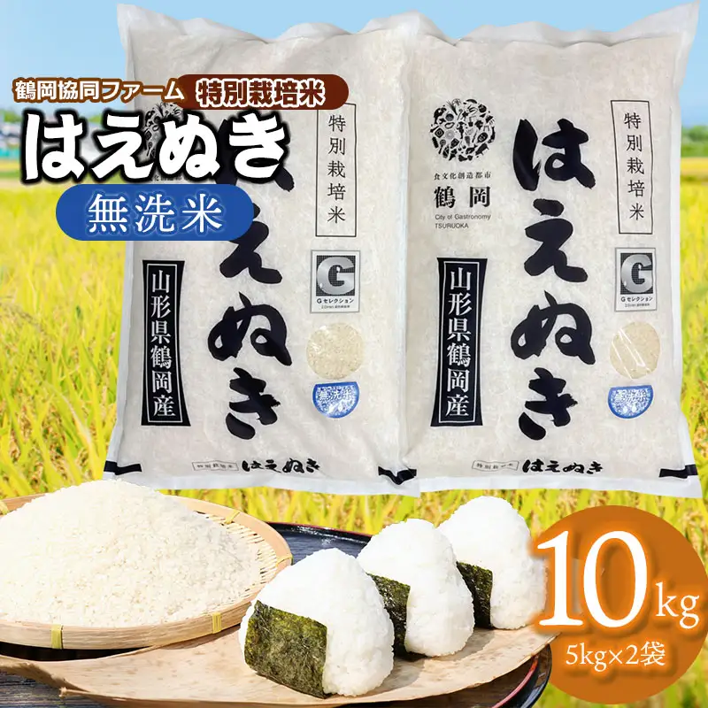 【令和7年産】 特別栽培米はえぬき 無洗米　10kg (5kg×2袋)　山形県鶴岡産　鶴岡協同ファーム