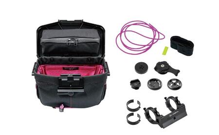 [レックマウントプラス] ライドオンバッグ (ブラック/ピンク)+ハンドルバー専用ベースマウント【R+Bag-BKPK-DM35】「Ride On Bag とベースマウント(R+B-DM35)のセット品」
