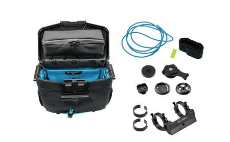 [レックマウントプラス] ライドオンバッグ(ブラック/ターコイズ)+ハンドルバー専用ベースマウント【R+Bag-BKTQ-DM35】「Ride On Bag とベースマウント(R+B-DM35)のセット品」