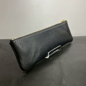 YIHALS ハンドメイド 牛革 ペンケース ダークブラウン《靴屋が手掛ける革製品》 [0651]
