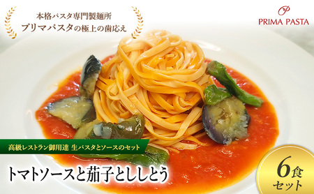 パスタ 高級レストラン御用達の生パスタとソースのセット「トマトソースと茄子とししとう　6食セット」　～本格パスタ専門製麺所「プリマパスタ」の極上の歯ごたえ～ 【TM-NAS1101-6】