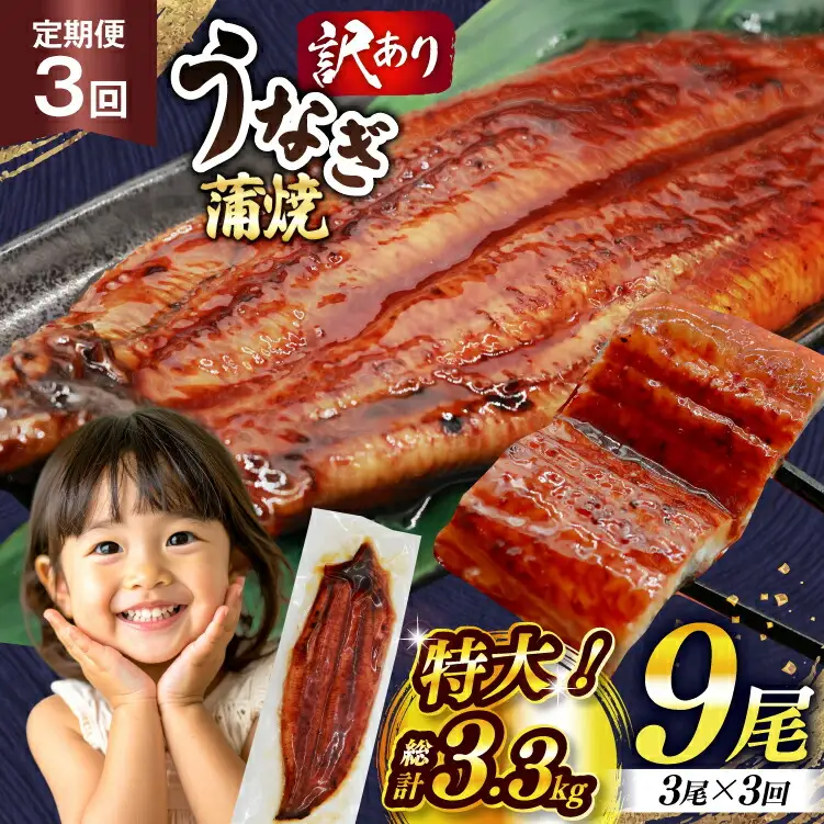 【定期便3回】うなぎ 蒲焼 特大  訳あり 3尾 [um40bak830015] うなぎ