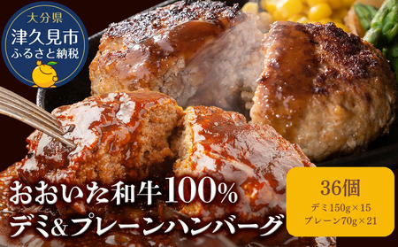 おおいた 和牛 100%　デミ ＆ プレーン ハンバーグ 36個 合計約3.7kg | ハンバーグ 牛 津久見市