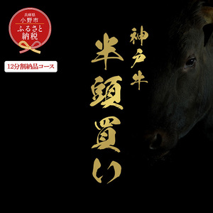 【和牛セレブ】神戸牛半頭分のセレブ体験（12分割納品コース）/ 神戸ビーフ BBQ 牛肉 冷凍 ブランド牛 兵庫県 小野市