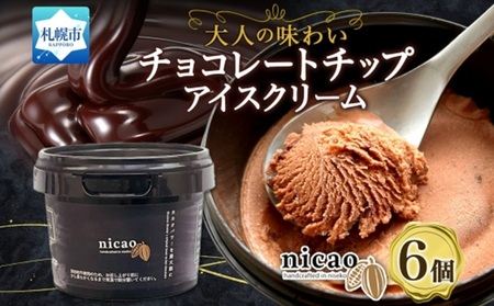 nicao チョコレートチップアイスクリーム 6個　北海道　アイス