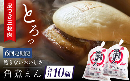 【6回定期便】長崎名物 皮付三枚肉の角煮まん10個（5個袋×2）[QAX043]