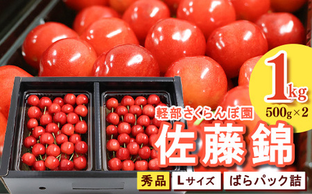 【先行予約】 山形県産 さくらんぼ 佐藤錦 L 秀品 1kg （ばらパック詰 ) 500g×2パック 令和8年産【2026年6月上旬頃～下旬頃発送予定】※配送不可 沖縄・離島　034-A-KB002