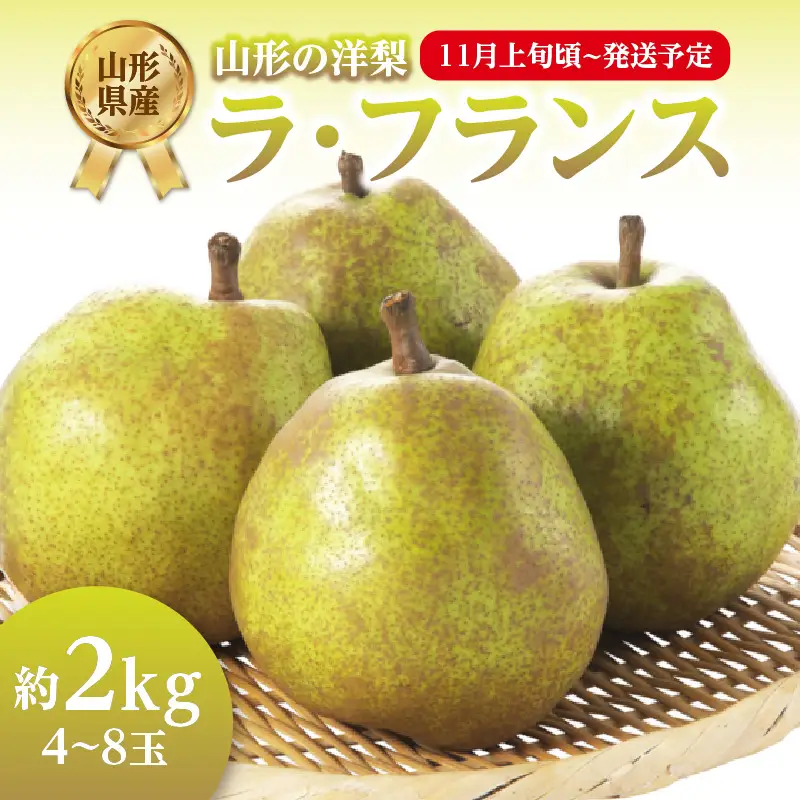 《先行受付》ラフランス 約2kg（4～8玉） 【2026年11月上旬頃～発送予定】【山形洋梨】 001-103