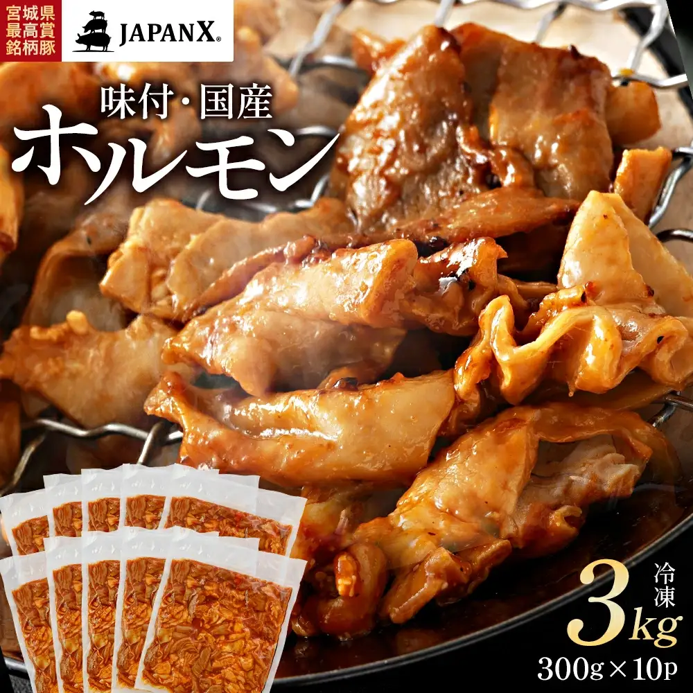 JAPAN X 味付ホルモン 300g×10 計3kg　豚肉 豚 ブランド豚 小分け 豚ホルモン ホルモン ジャパンエックス 蔵王 人気【04301-0882】