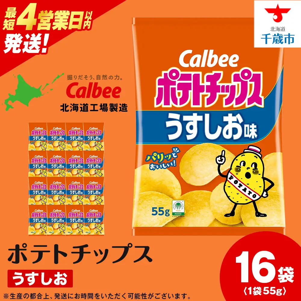 カルビーポテトチップス＜うすしお＞16袋入×1箱《千歳工場製造》