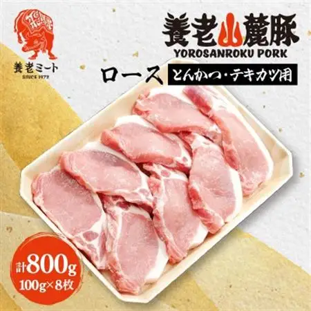 養老山麓豚 ロース とんかつ・テキカツ用 800g(100g×8枚)【配送不可地域：離島】【1634047】