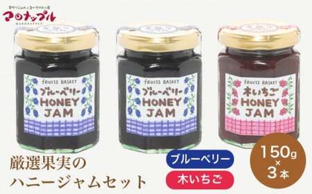 ［保存料・化学調味料不使用］ 厳選果実のハニージャム2セット 150g×3本  (ブルーベリー、木いちご) ［手作りジャムの店 マロナップル］ ジャム いちご ブルーベリー ギフト フルーツ はちみつ 贈答 長野 信州 小布施 詰合せ 味比べ 食べ比べ 詰め合わせ ［H-76］