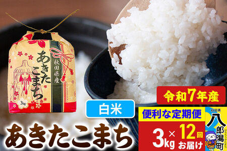 《定期便12ヶ月》 あきたこまち 3kg×1袋【白米】令和7年産 秋田県産 こまちライン