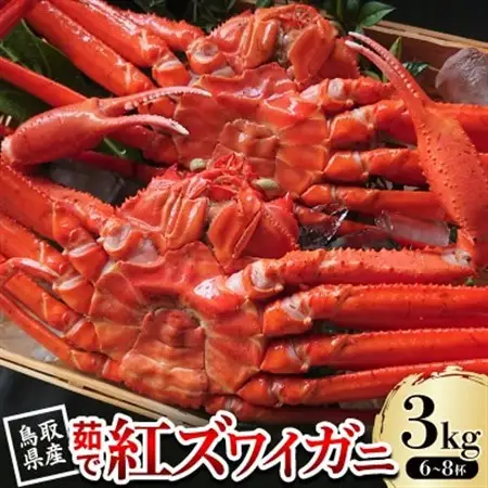 【先行予約】鳥取県産 茹で紅ズワイガニ 3kg(6～8杯) 2026年9月～2027年5月発送【配送不可地域：離島・北海道・沖縄県・東北・信越、北陸】【1631250】