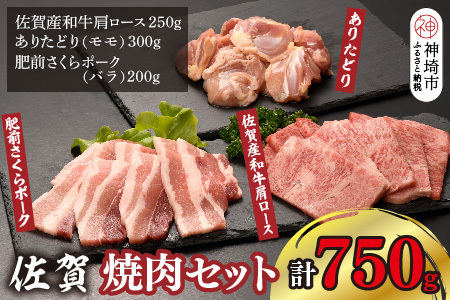 佐賀焼肉セット(牛・鳥・豚) 750g(H123112)