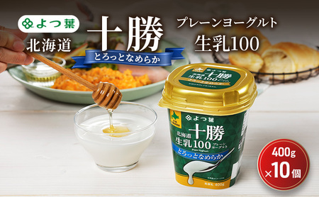 よつ葉 「北海道十勝プレーンヨーグルト 生乳100 とろっとなめらか」400g×10【 よつ葉 北海道十勝プレーンヨーグルト 生乳100％ タンパク質 菌 効果 腸活 レシピ 食べ方 アレンジ 水切り はちみつ 違い やわらか 北海道 十勝 幕別 】