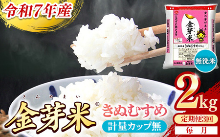 【定期便】BG無洗米・金芽米きぬむすめ 2kg×3ヵ月 [毎月] 計量カップ無し 令和7年産 3ヶ月 計6kg 東洋ライス 健康 島根県 安来市 【価格改定XA】【21-SS-58-2】