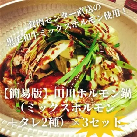 【簡易版】ぷりぷり黒毛和牛ホルモン使用!田川ホルモン鍋セット(ミックスホルモン+タレ2種)×3食分【配送不可地域：離島】【1642363】