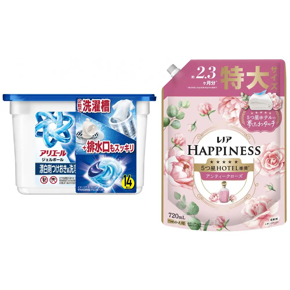 アリエール ジェルボール プロ 本体14個 & レノアハピネス アンティークローズ つめかえ用720mL