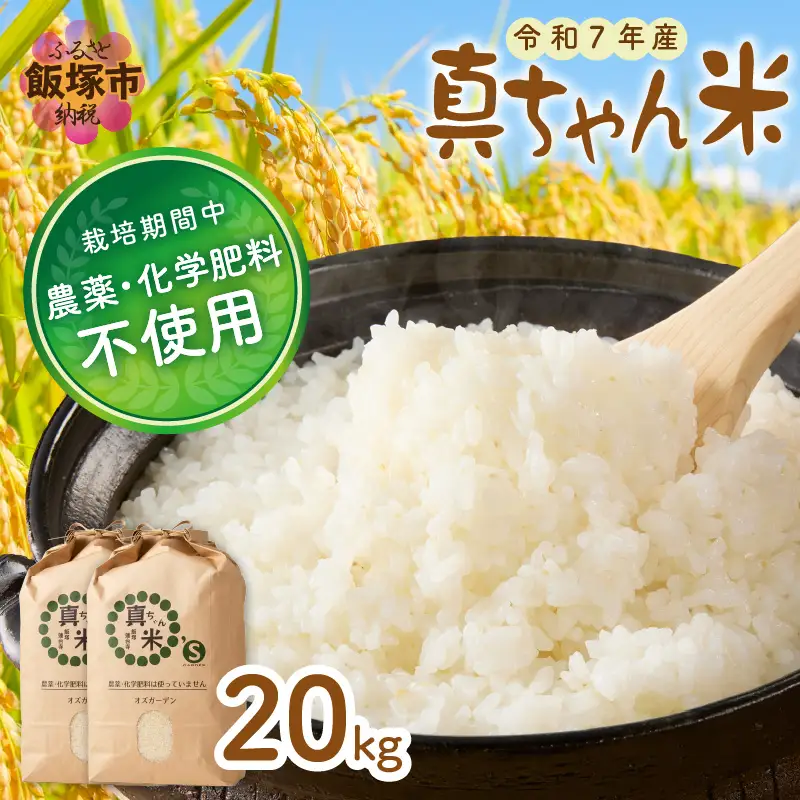 【令和7年産】農薬・化学肥料不使用 真ちゃん米 20kg【G2-007】