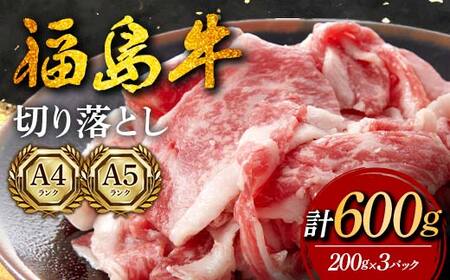 福島牛 切り落とし 600g （200g×3パック） 牛肉 黒毛和牛 和牛 国産 F6U-293
